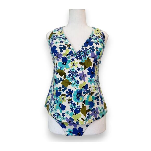 Land's End Canvas 1963-  Floral tankini swimsuit 2 pieces  - Size M - Picture 1 of 4